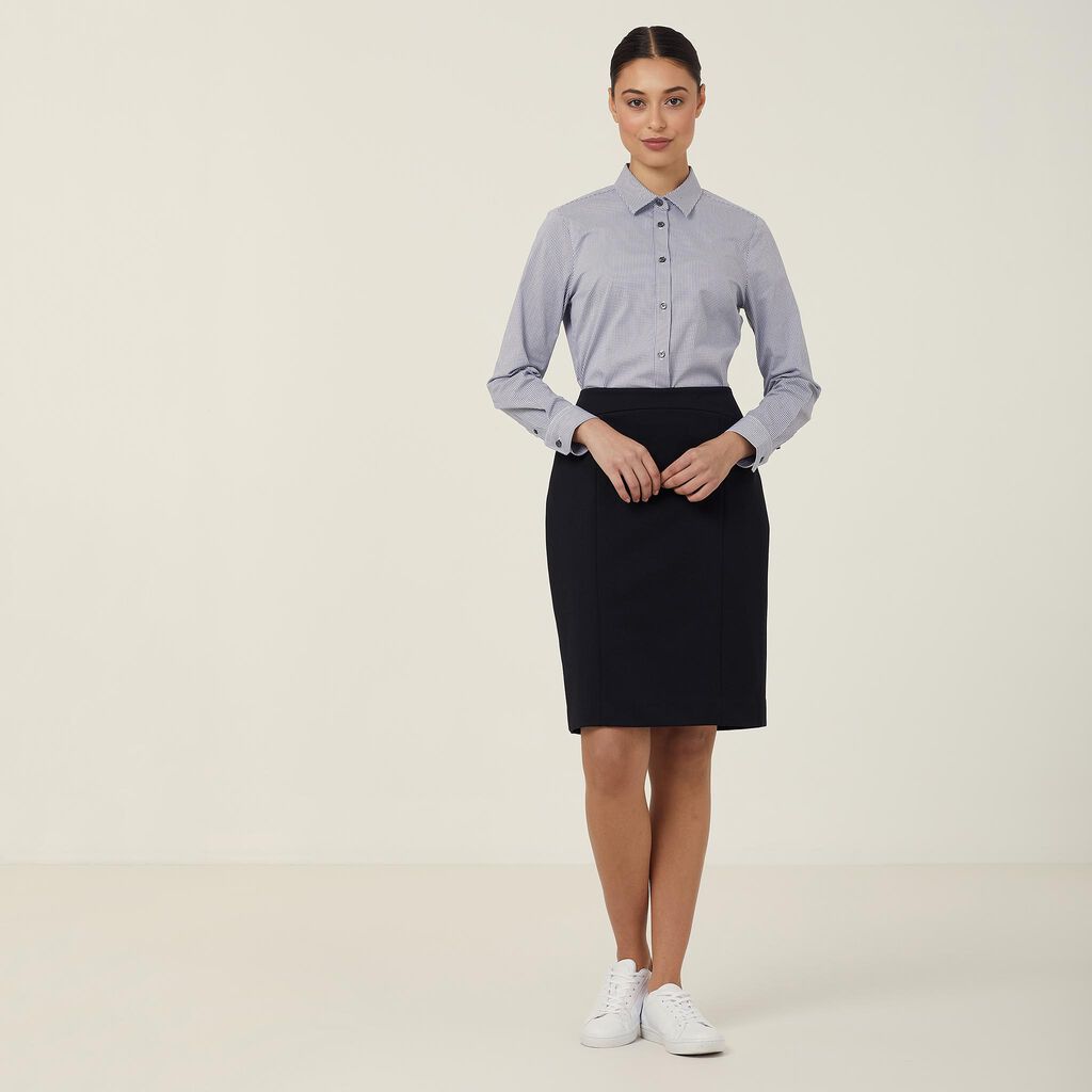 WOMEN'S AVIGNON GINGHAM CHECKERED LONGSLEEVES-SLIM SHIRT