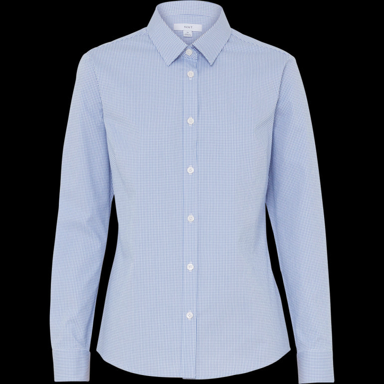 WOMEN'S AVIGNON GINGHAM CHECKERED LONGSLEEVES-SLIM SHIRT