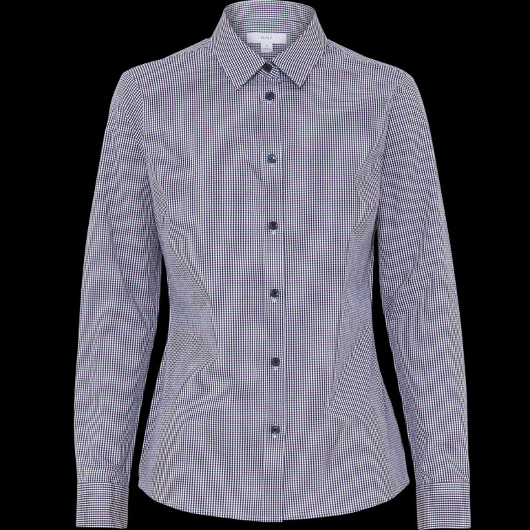 WOMEN'S AVIGNON GINGHAM CHECKERED LONGSLEEVES-SLIM SHIRT