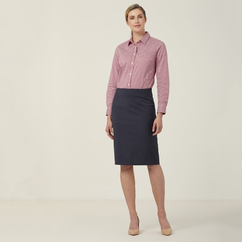 WOMEN'S AVIGNON GINGHAM CHECKERED LONGSLEEVES-SLIM SHIRT