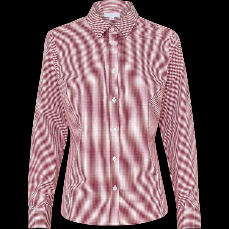 WOMEN'S AVIGNON GINGHAM CHECKERED LONGSLEEVES-SLIM SHIRT