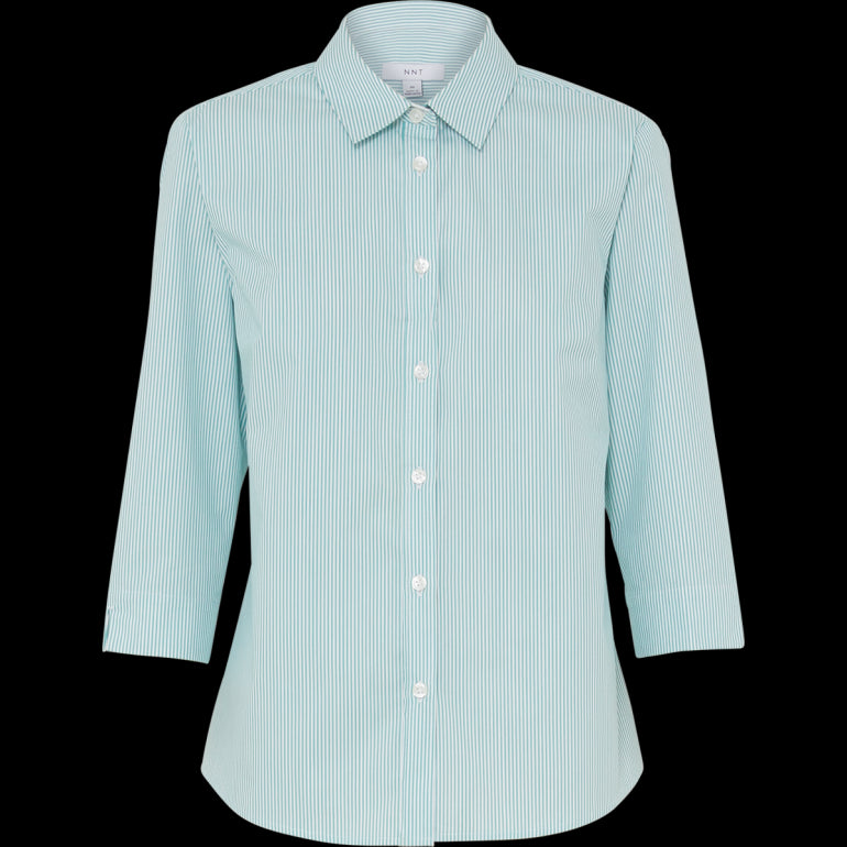 AVIGNON FINE BLOCK STRIPE STRETCH 3/4 SLEEVE SHIRT