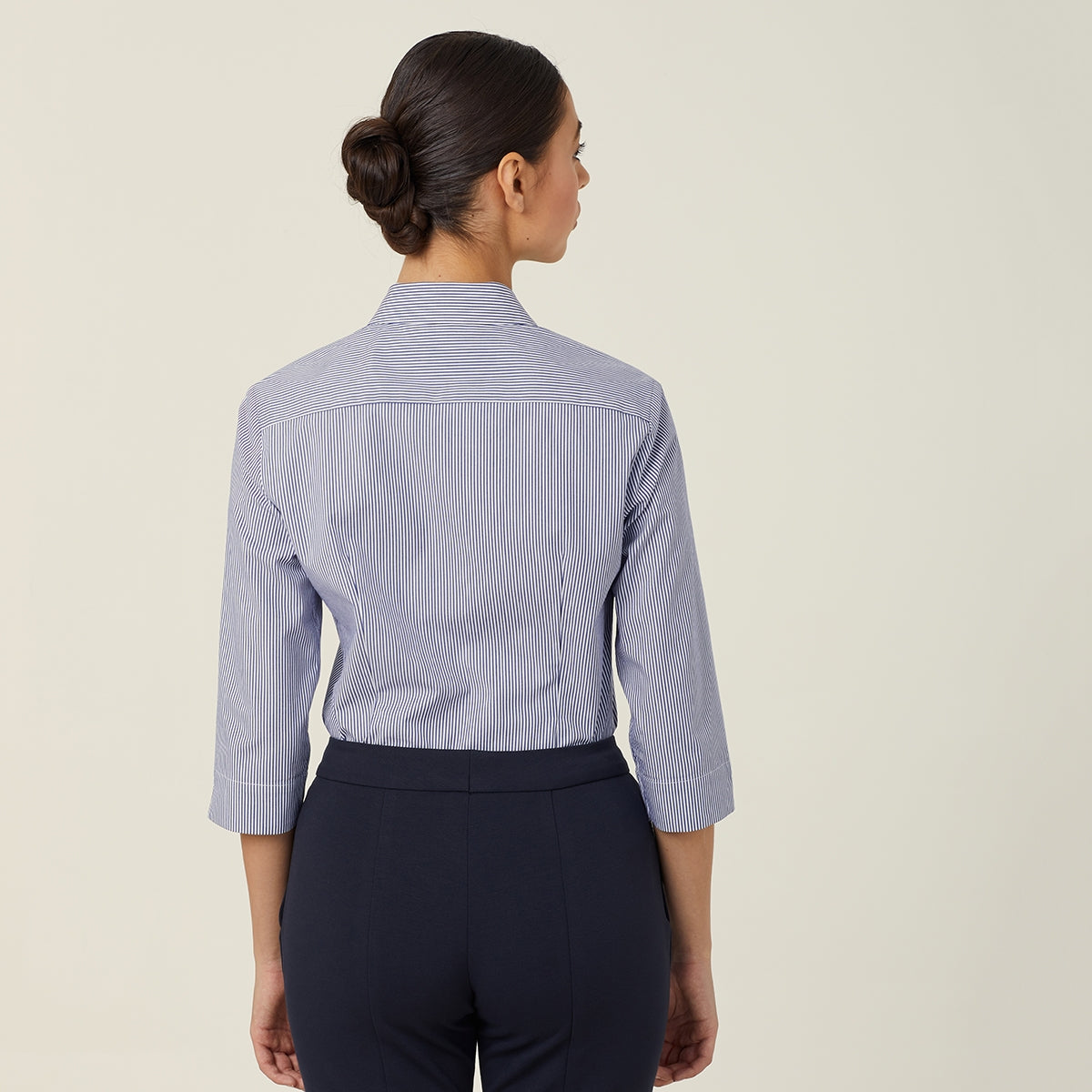 AVIGNON FINE BLOCK STRIPE STRETCH 3/4 SLEEVE SHIRT