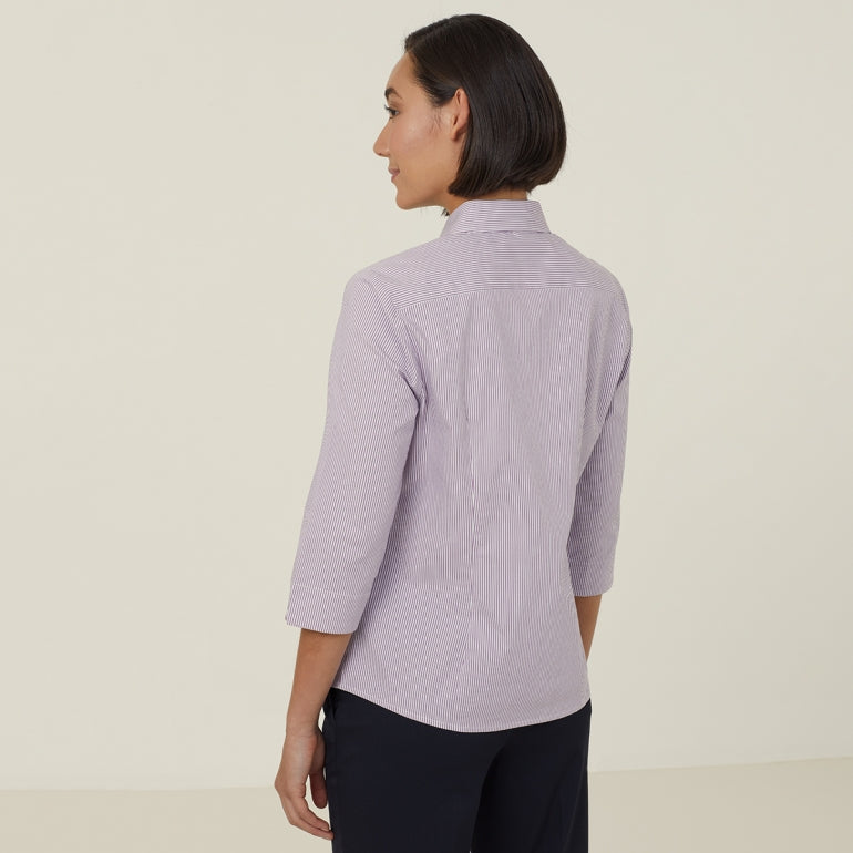 AVIGNON FINE BLOCK STRIPE STRETCH 3/4 SLEEVE SHIRT