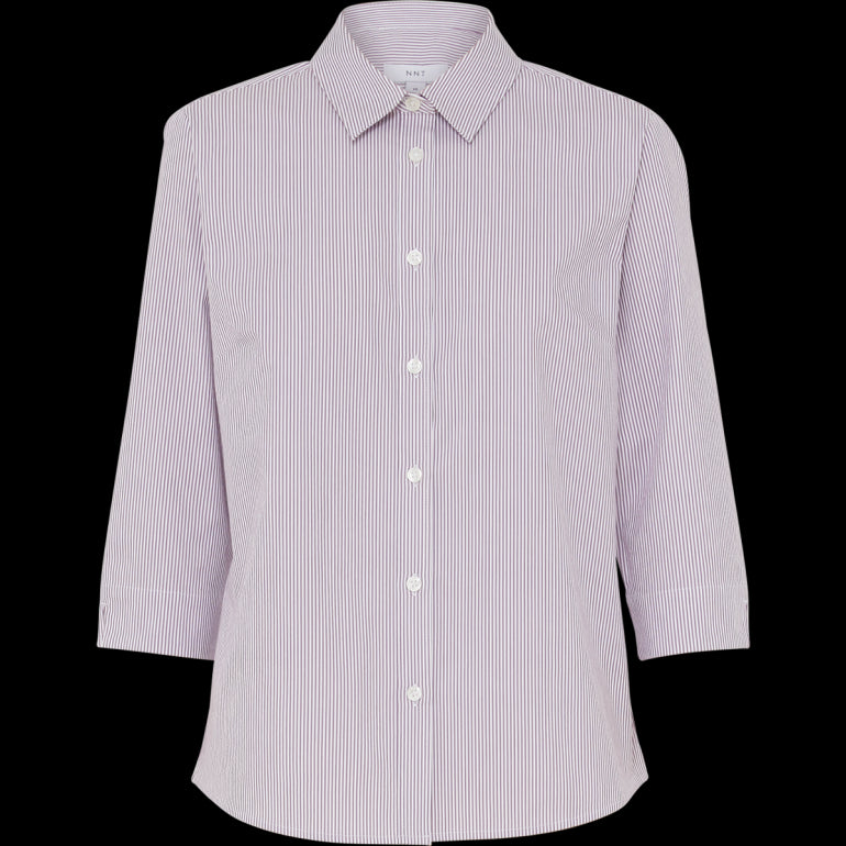 AVIGNON FINE BLOCK STRIPE STRETCH 3/4 SLEEVE SHIRT