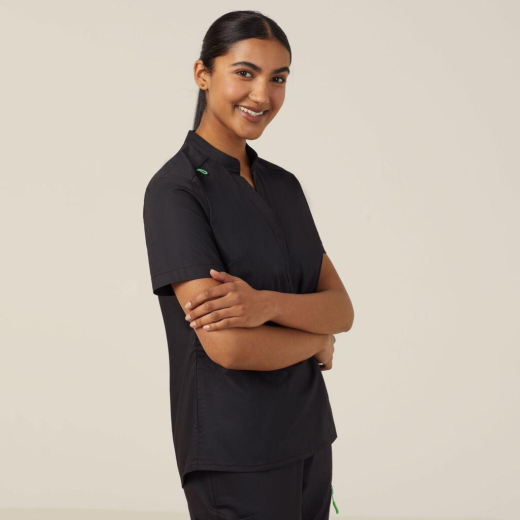 NEXT-GEN ANTIBACTERIAL ACTIVE BLACKBURN MANDARIN COLLAR SCRUB TOP