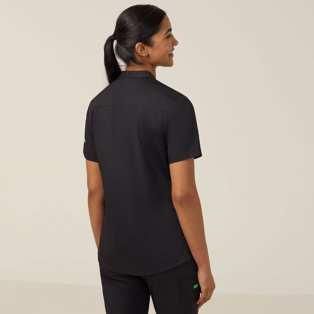 NEXT-GEN ANTIBACTERIAL ACTIVE BLACKBURN MANDARIN COLLAR SCRUB TOP