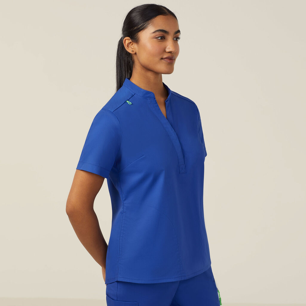 NEXT-GEN ANTIBACTERIAL ACTIVE BLACKBURN MANDARIN COLLAR SCRUB TOP