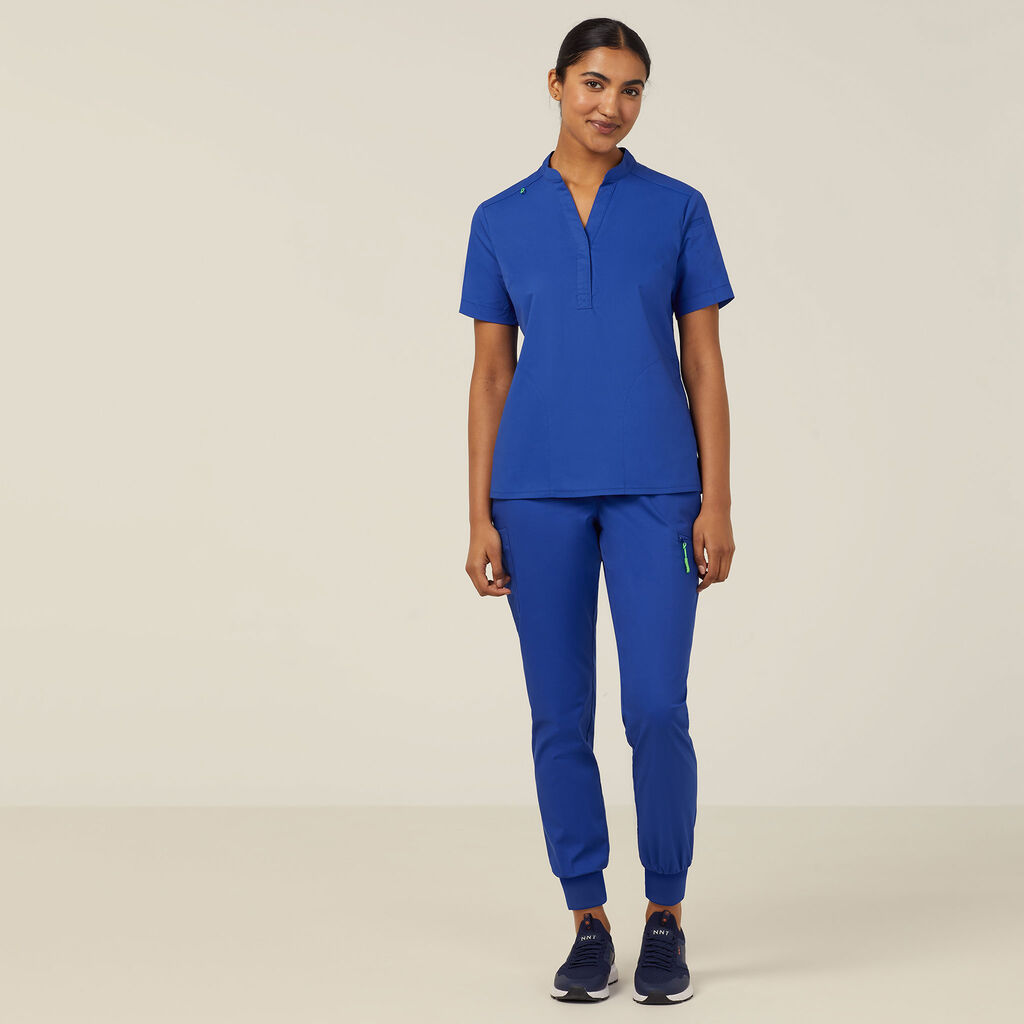 NEXT-GEN ANTIBACTERIAL ACTIVE BLACKBURN MANDARIN COLLAR SCRUB TOP