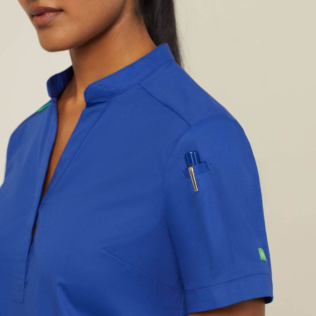 NEXT-GEN ANTIBACTERIAL ACTIVE BLACKBURN MANDARIN COLLAR SCRUB TOP