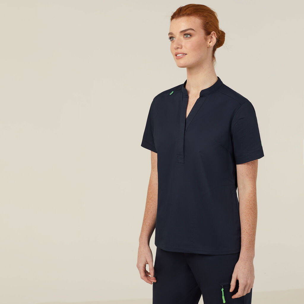 NEXT-GEN ANTIBACTERIAL ACTIVE BLACKBURN MANDARIN COLLAR SCRUB TOP
