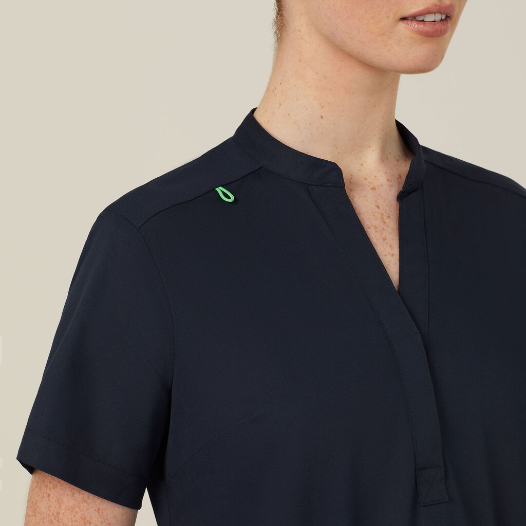 NEXT-GEN ANTIBACTERIAL ACTIVE BLACKBURN MANDARIN COLLAR SCRUB TOP