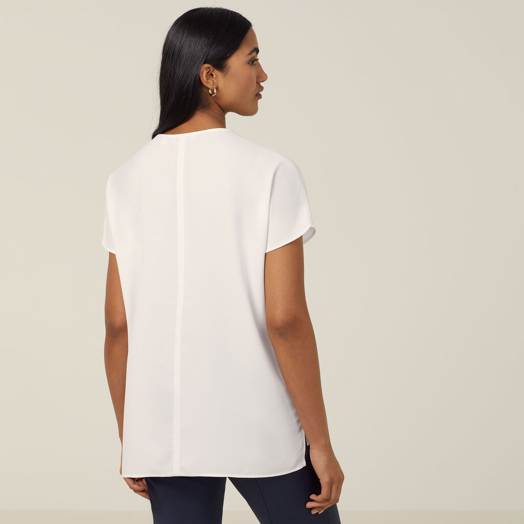 FRENCH GEORGETTE SHORT SLEEVE V-NECK TOP