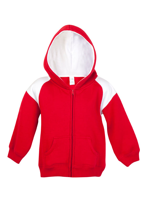 F335ZZ-Kids Shoulder Contrast Panel Hoodies with Zipper