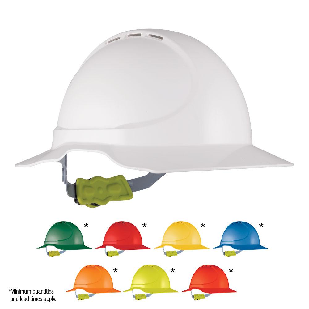 HPFPRGT13-GT13 Type 1 ABS Vented Earmuff Suitable Broad Brim Hard Hat with Ratchet Harness