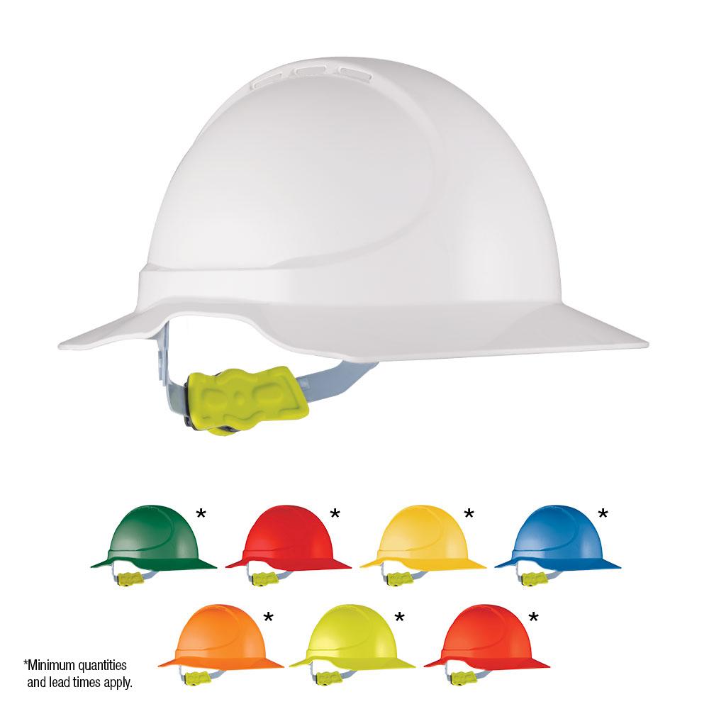 HPFPRGT14-GT14 Type 1 ABS Non-Vented Earmuff Suitable Broad Brim Hard Hat with Ratchet Harness