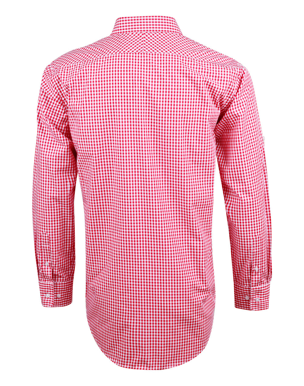 M7300L Men's Gingham Check Long Sleeve Shirt with Roll-up Tab Sleeve