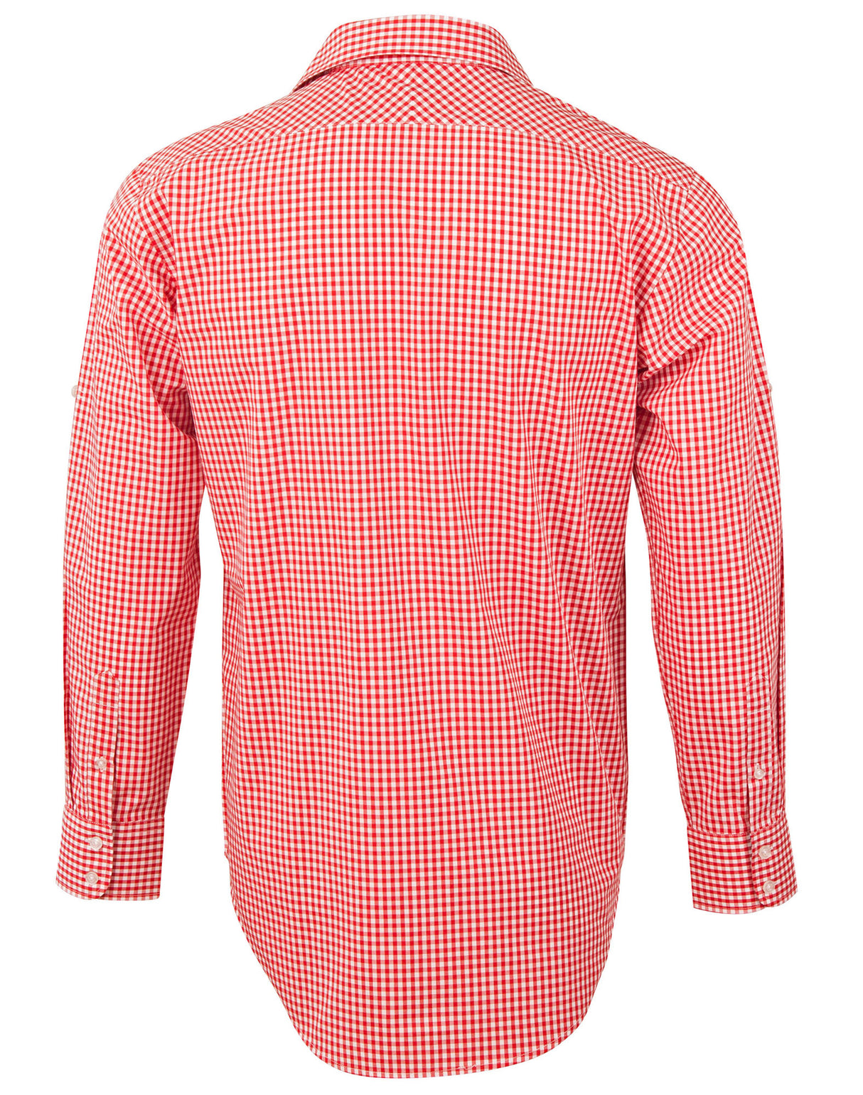 M7330L Men's Gingham Check Long Sleeve Shirt with Roll-up Tab Sleeve