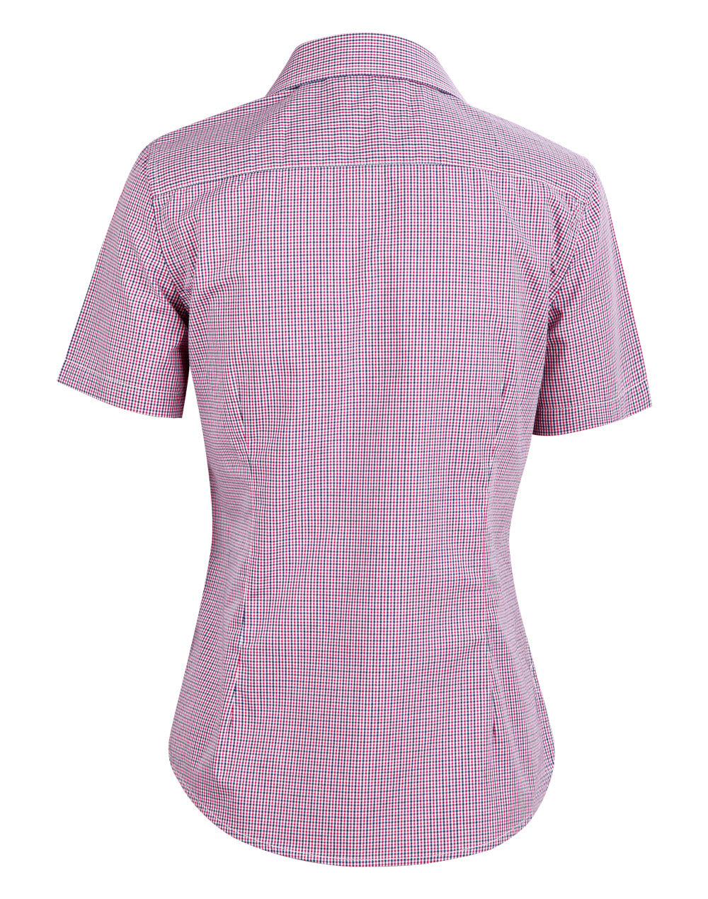 M8340S Ladies' Two Tone Mini Gingham Short Sleeve Shirt