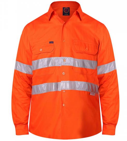RM1040R-Open Front L/S Shirt with 3M 8910 Reflective Tape