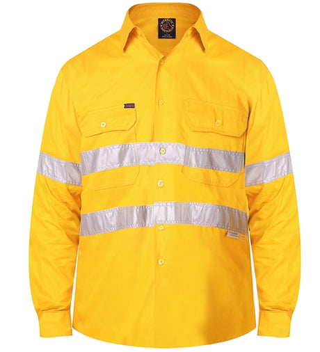 RM1040R-Open Front L/S Shirt with 3M 8910 Reflective Tape