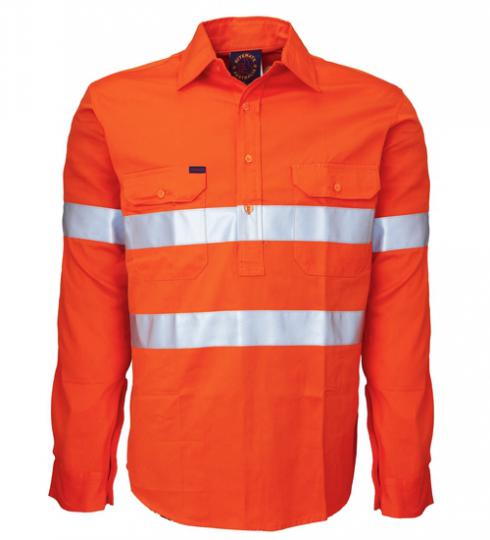 RM104CFR-Closed Front L/S Shirt with 3M 8910 Reflective Tape