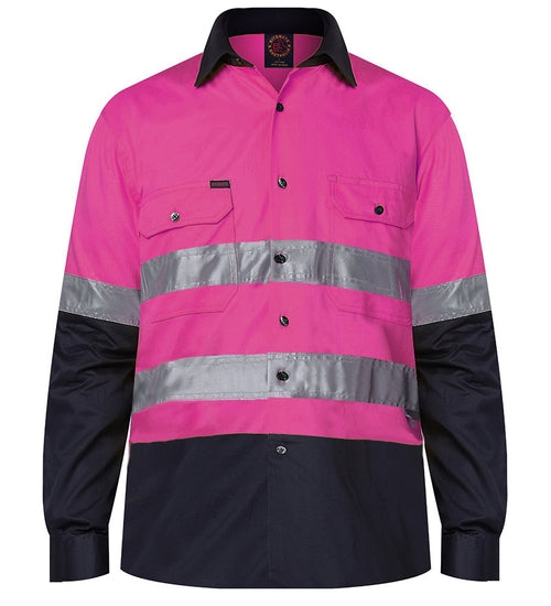 RM1050R-2 Tone Open Front L/S Shirt with 3M 8910 Reflective Tape