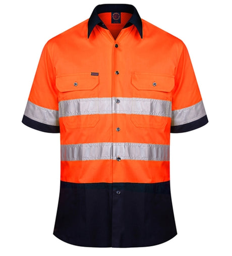 RM1050RS-2 Tone Open Front S/S Shirt with 3M 8910 Reflective Tape