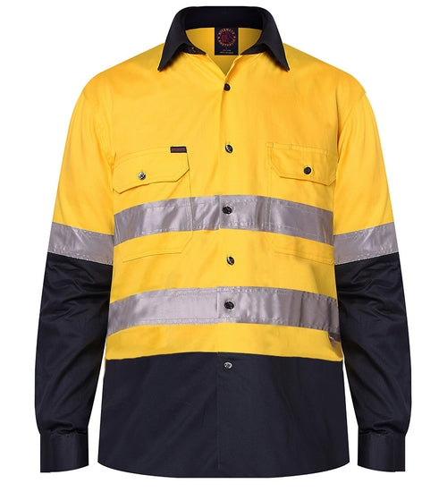 RM1050R-2 Tone Open Front L/S Shirt with 3M 8910 Reflective Tape