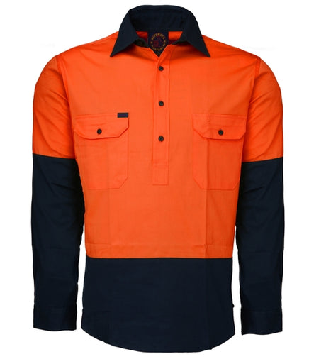 RM107VCF-2 Tone Vented Light Weight Closed Front L/S Shirt