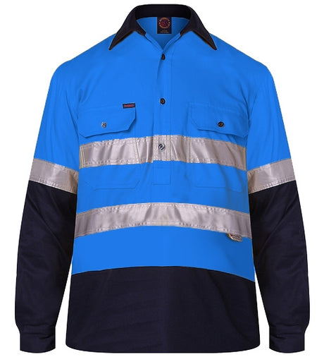 RM105CFR-2 Tone Closed Front L/S Shirt with 3M 8910 Reflective Tape