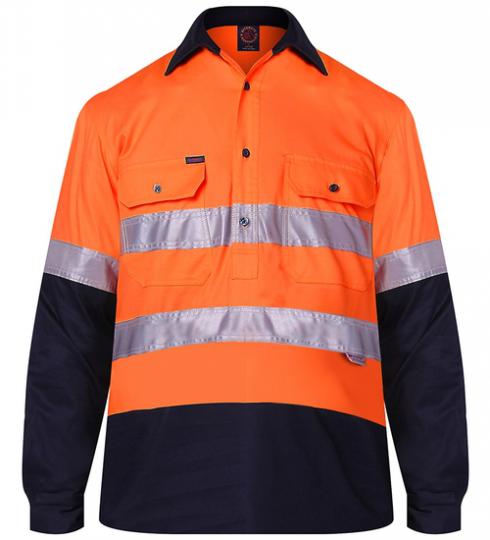 RM107VCFR-2 Tone Vented Light Weight Closed Front L/S Shirt with 3M 8910 Reflective Tape