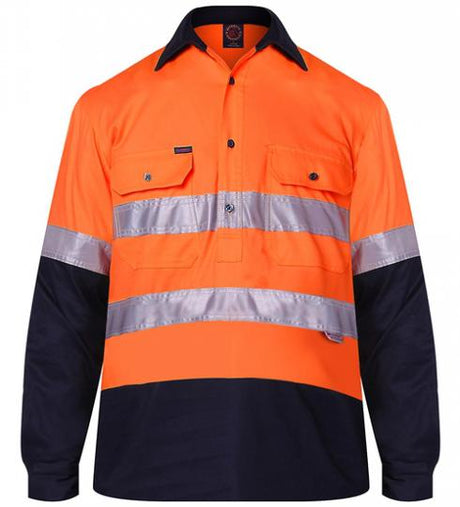 RM107VCFR-2 Tone Vented Light Weight Closed Front L/S Shirt with 3M 8910 Reflective Tape