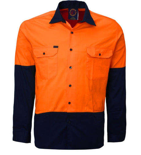 RM107V2-2 Tone Vented Light Weight Open Front L/S Shirt
