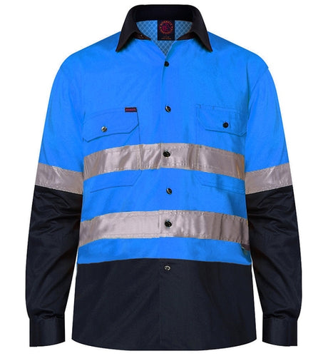 RM107V2R-2 Tone Vented Light Weight Open Front L/S Shirt with 3M 8910 Reflective Tape