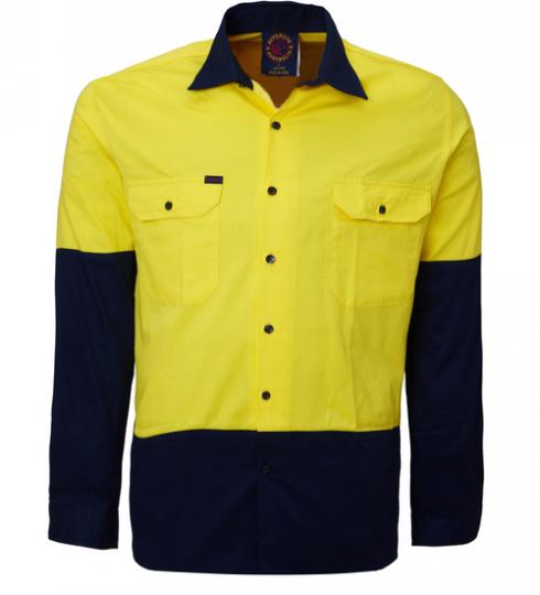 RM107V2-2 Tone Vented Light Weight Open Front L/S Shirt