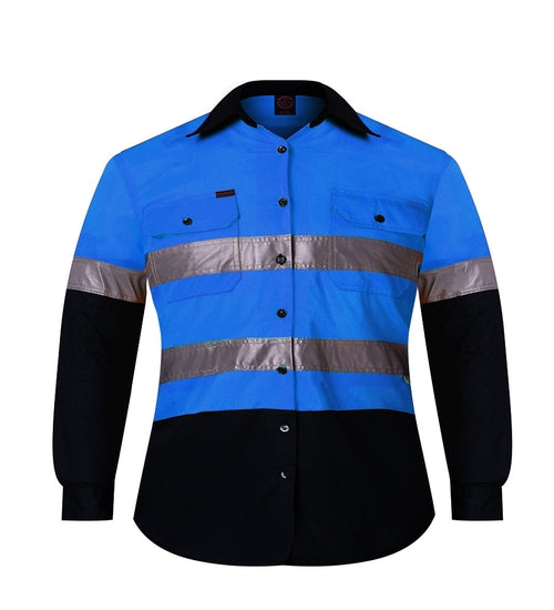 RM4050R-Children's 2 Tone Open Front L/S Shirt with 3M 8910 Reflective Tape