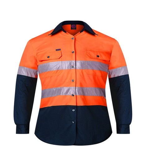 RM4050R-Children's 2 Tone Open Front L/S Shirt with 3M 8910 Reflective Tape