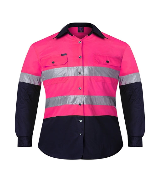 RM4050R-Children's 2 Tone Open Front L/S Shirt with 3M 8910 Reflective Tape