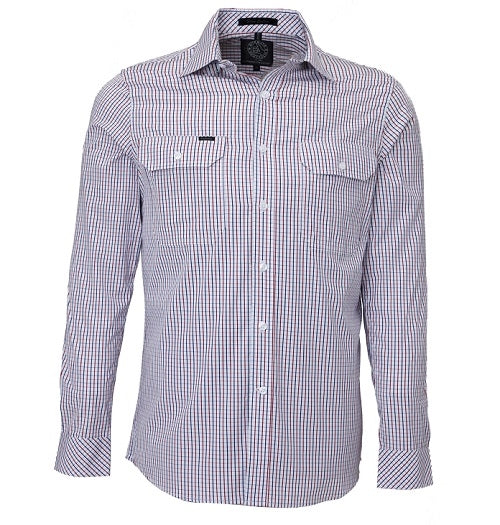 RMPC011S-Men's Checkered Longsleeve-Front Flap Dual Pocket