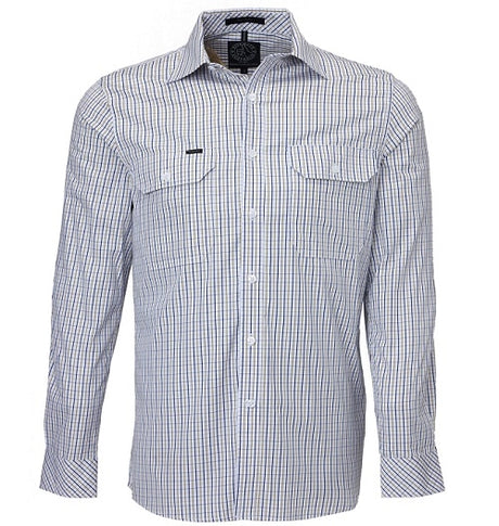 RMPC011S-Men's Checkered Longsleeve-Front Flap Dual Pocket