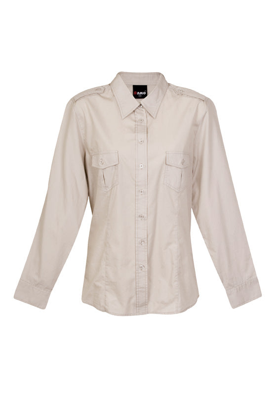 S002FL-Ladies Military Long Sleeve Shirt