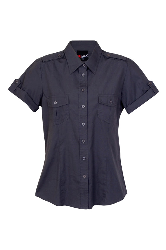 S002FS-Ladies Military Short Sleeve Shirt