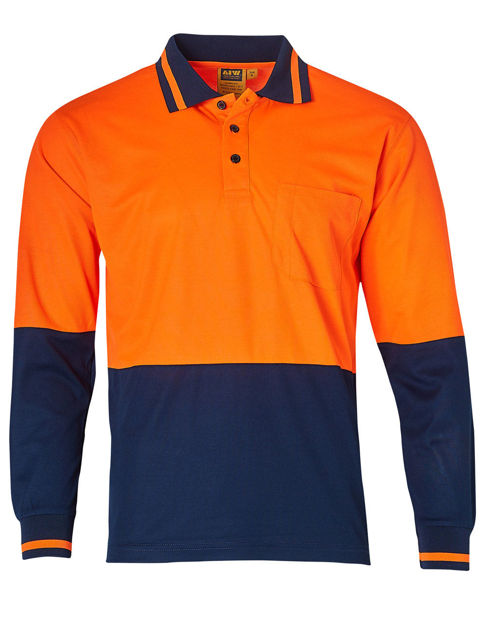 high-visibility workwear, safety compliant polo shirt, moisture wicking work clothes, construction safety gear, TrueDry technology, Class D safety wear, Australian Standards compliant