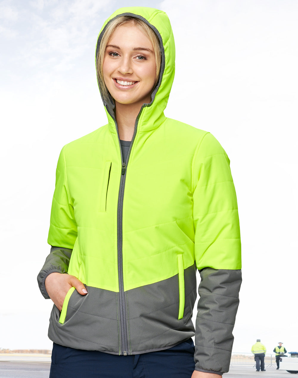 SW80 UNISEX HI VIS MODERN STYLING HOODED PUFFER JACKET