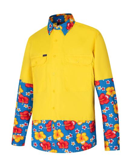 RMRU02-Patterned 2 Tone Vented Light Weight Open Front L/S Shirt