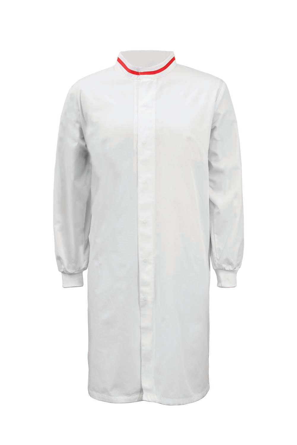 WJ3199-FOOD INDUSTRY LONG LENGTH DUSTCOAT WITH MANDARIN COLLAR, CONTRAST TRIMS ON COLLAR