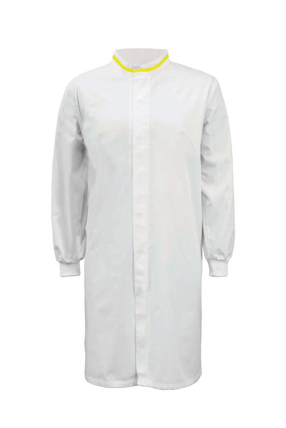 WJ3199-FOOD INDUSTRY LONG LENGTH DUSTCOAT WITH MANDARIN COLLAR, CONTRAST TRIMS ON COLLAR