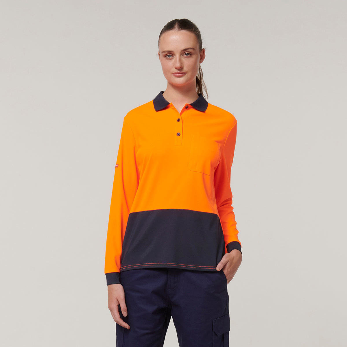 Y08603-Hard Yakka Womens Long Sleeve Hi Vis Taped Polo