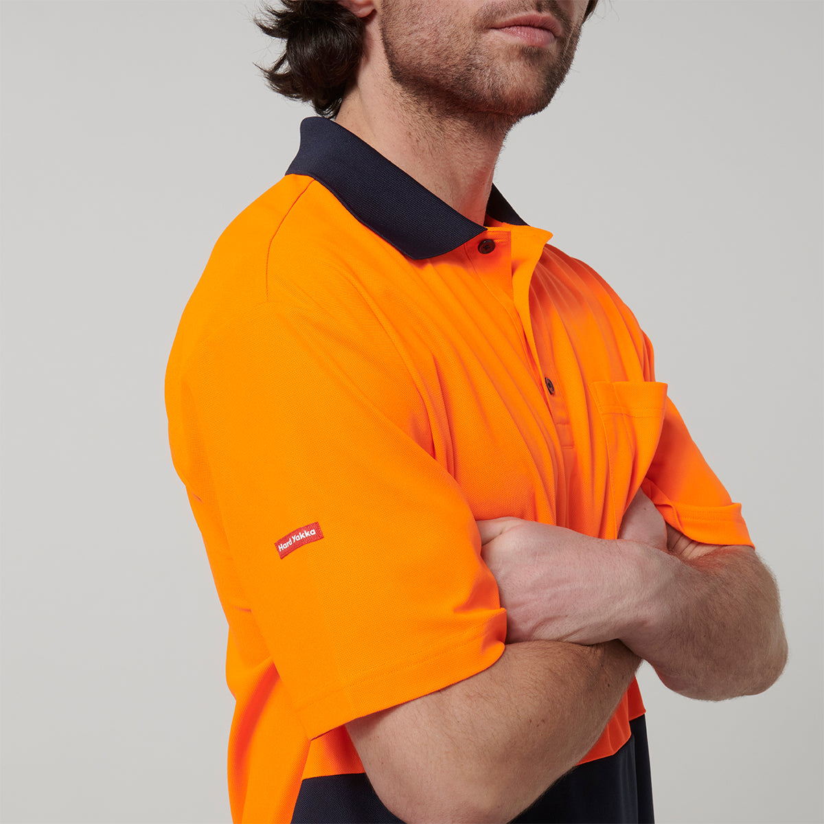 Y19616-Hard Yakka Mens Short Sleeve Hi Vis Polo